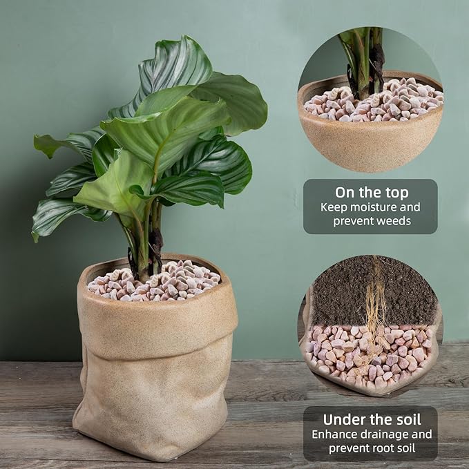 5lb Polished Pebbles Pea Silica Gravel River Rocks,Decorative Silica Gravel Ideal for Fish Tank, Vases, Succulents, Home Decor and Garden Landscaping, Peach Silica Gravel