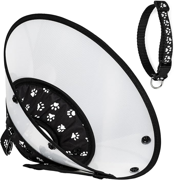 Cat Recovery Cone Kit Post Surgical Soft Pet Vest, Collar, and Non-Irritating Protection Cone for Cats - Comfortable Injury Care Solution (Black, M)