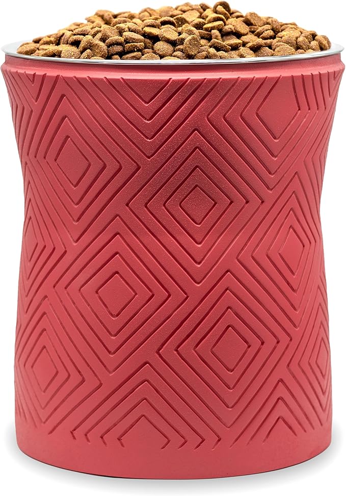 Pet Junkie Santa Fe Single Elevated Dog Bowl Stand with Removable Stainless Steel 44oz Inner Bowl for Medium to Large Breed - Raised Dog Food or Water Station (Large, Coral Pink)