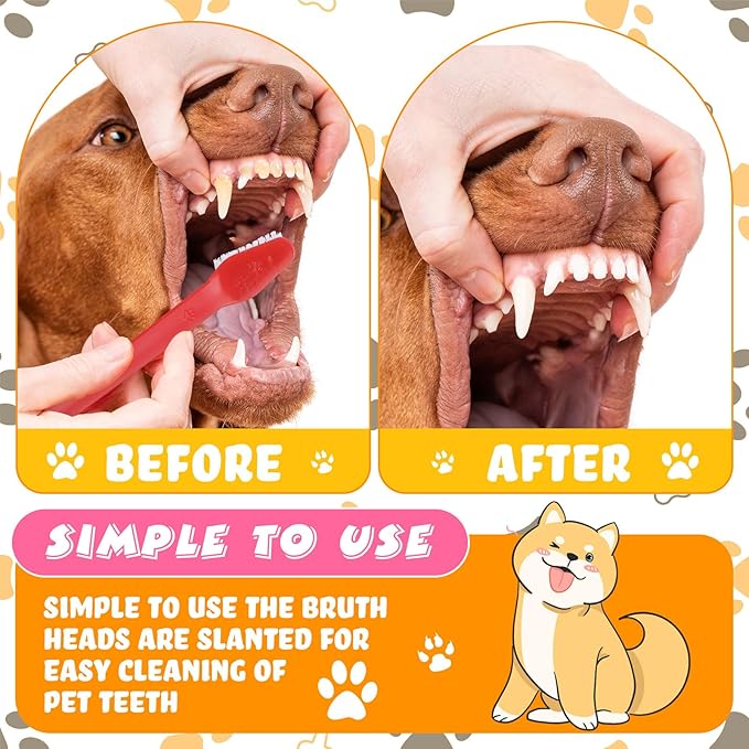 Honeydak 600 Pcs Dog Toothbrush Bulk Dual Headed Dental Brushes Dogs Tooth Brushing Kit Long Handle Pet Tooth Brush for Puppy Large Small Cats Most Pets Teeth Cleaning Dental Care Supplies, 15 Colors