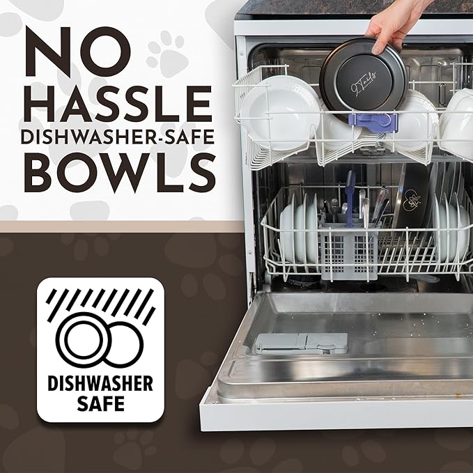 9 Tails Watering Hole- Stainless Steel Dog Bowl, Insulated Dog Bowls, Non Slip, Diswasher Safe, Cats, Dog Food Bowls, Dog Water Bowl, Puppy Dog Bowl for Small Medium Dogs (Black, 18 oz)