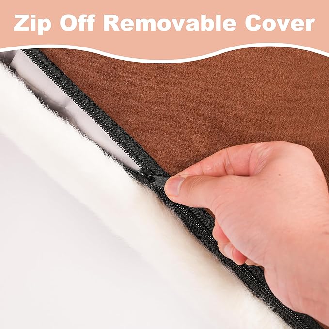 Bedfolks Waterproof Dog Crate Bed,Plush Dog Bed with Removable Washable Cover,Faux Fur Dog Crate Pad for Medium Dogs,Fluffy Dog Kennel Bed 29"x21",Cow Print