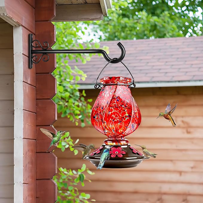 BOLITE Bird Feeder Hangers, 8 Inch Hanging Plant Brackets Outdoor or Indoor, Wall Hooks for Hanging Hummingbird Feeders, Bird Feeders, Planters, Lanterns, Wind Chimes, String Lights, 2 Pack, Black