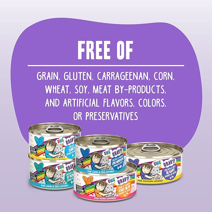 Weruva B.F.F. OMG - Best Feline Friend Oh My Gravy!, Tuna & Chicken Chase Me with Tuna & Chicken, 5.5oz Can (Pack of 8)