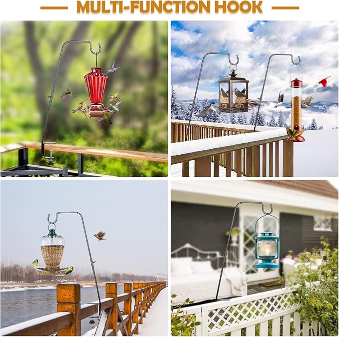 BOLITE Deck Hook, 28 Inch Bird Feeder Hanger for Hummingbird Feeders, Planters, Lanterns, Wind Chimes, Holiday Decorations and More, Heavy Duty