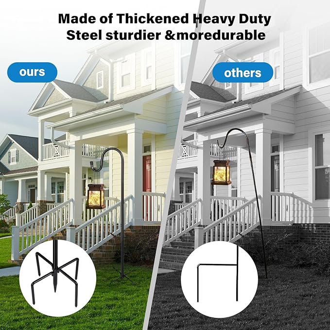 Shepherd Hooks for Outdoor, 1 Pack 46 Inch Bird Feeder Pole with 5 Prongs Base for Hanging Lantern, Hummingbird Feeder, Lightweight Plant, Shepherds Hook for Bird Feeders for Outside