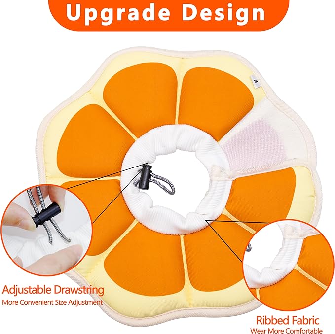 Soft Adjustable Recovery Collar - Comfortable Elizabethan Neck Protective Collar for Cats After Surgery (Orange, Small)
