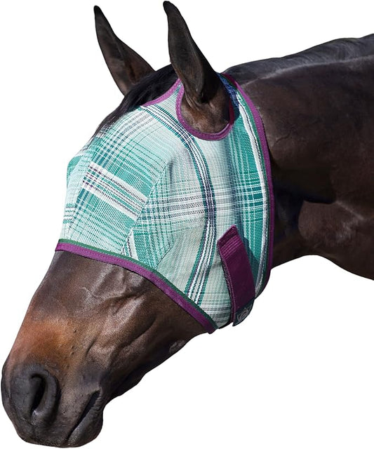 Kensington UV Horse Fly Mask with Web Trim - Protective Mask with Dual Ear Opening & Forelock Freedom - Large, Imperial Jade