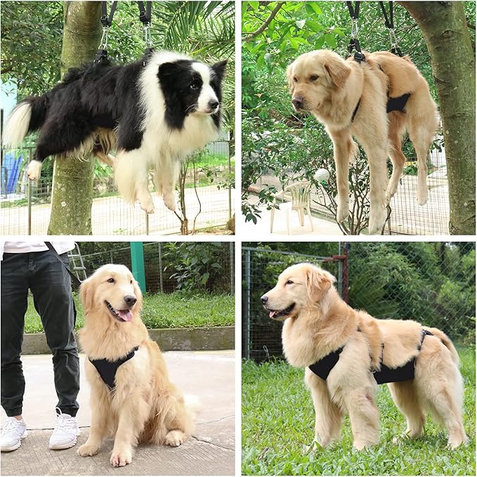 2 IN 1 Dog Grooming Hammock with Multifunction Leash, No-Pull Harness, Adjustable Loop/Leash and Stainless Hooks, for Large Size Cat/Dog