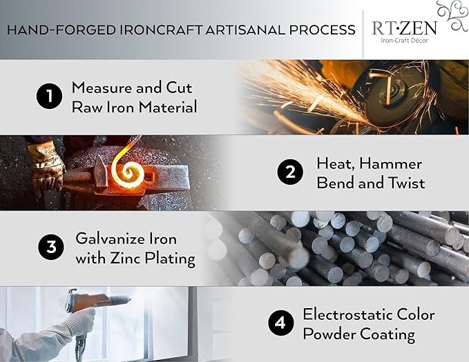 RTZEN Plant Hangers Outdoor or Indoor - Wrought Iron Metal Hanger Indoor Hook - Heavy Duty Wall Bracket Hooks for Hanging Plants Baskets Lanterns Wind Chimes - 2 Pack (Large Black Ceiling Hooks)