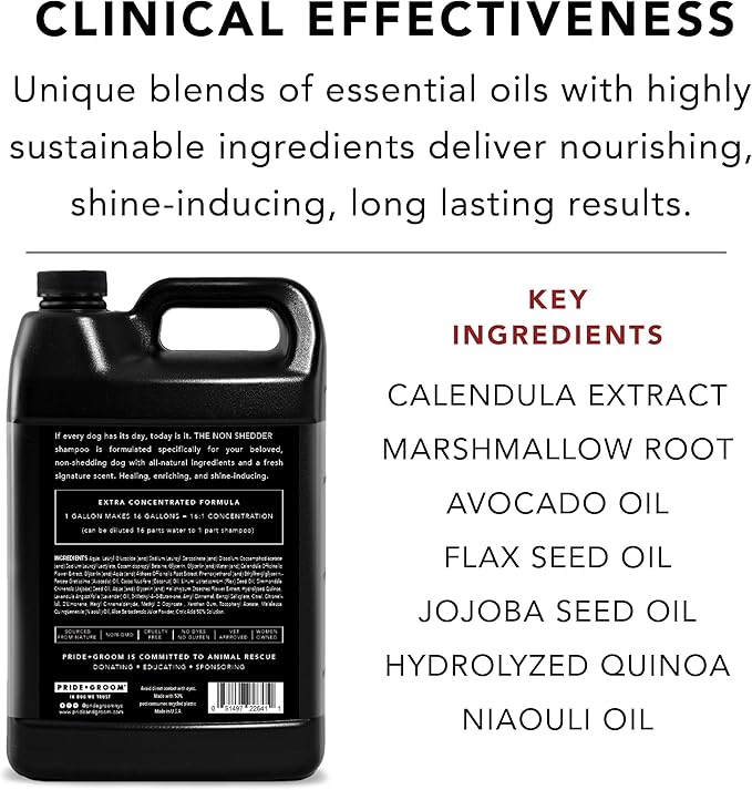 Pride and Groom The Non Shedder | Dog Grooming Shampoo For Doodles and Dogs that Do Not Shed | Tearless All Natural Body Wash with Essential Oils & Coat-Specific Ingredients that Enhance Shine – 128oz