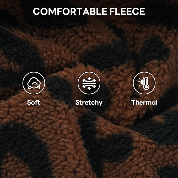 PUMYPOREITY Winter Warm Cat Sweater with Stretch Ribbed Collar & Cuffs, Snug & Secure Fit with Soft Plush Fleece, Easy-On Cat Sweatshirt for Indoor/Outdoor Use,Brown, M