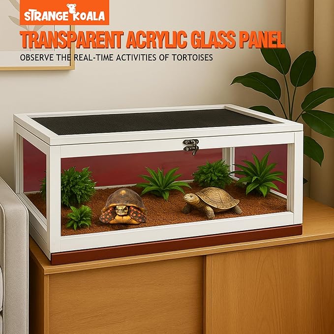 Tortoise Habitat Indoor,Outdoor Reptile Enclosure,Wooden Tortoise House Outdoor,Tortoises Enclosure Indoor (White+red)