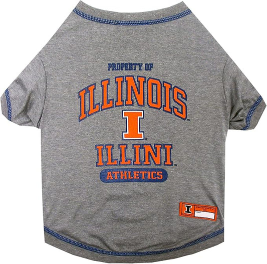 Pets First Collegiate ILLINOIS FIGHTING ILLINI Dog T-Shirt, Medium. - Licensed Shirt for Pets Team Colored with Team Logos.- Premium Stretchable Materials for the Comfrot of your Dog & Cat.