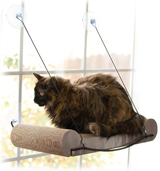 K&H Pet Products Cat Scratcher Kitty Window Sill Bed & Hammock, Sturdy Cat Perch for Large Cats