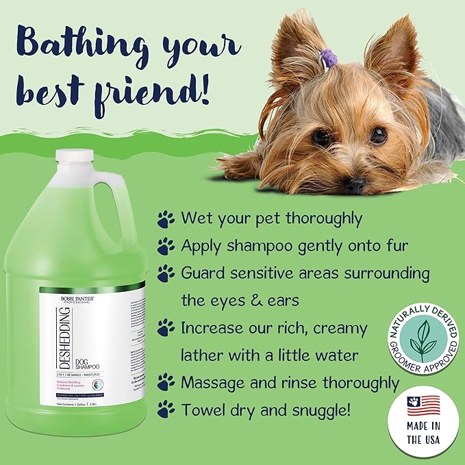 Bobbi Panter Dog Shampoo - Made in USA - All Natural Formula for Heavy Duty Deodorizing & Degreasing - Concentrated 25:1 for Professional Groomers - Fresh Clean Scent, 1 Gallon (Case of 4)