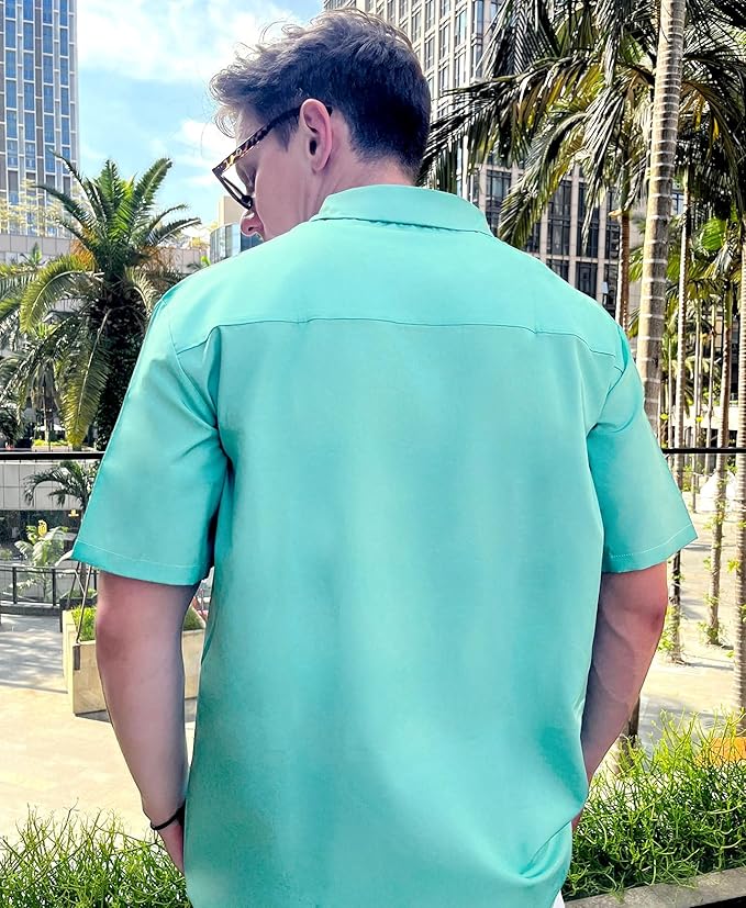 Men’s Hawaiian Shirt Western Cowboy Symmetrical Print Short Sleeve Button Down Casual Beach Holiday Summer Shirt