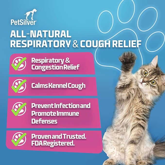 PetSilver Immune Support - Promotes Respiratory Health in Cats & Dogs, Sinus & Kennel Cough Treatment, Natural Antibiotic, Allergy Relief, Chelated Silver Formula, Easy-to-Use Dropper, USA - 2 fl oz