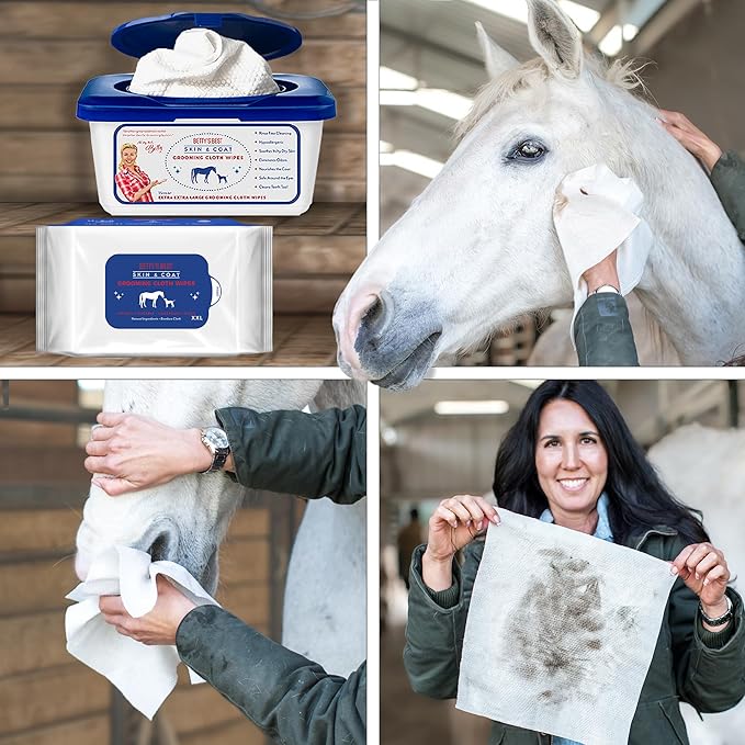 StripHair Bamboo Cloth Wipes Extra Large Reusable for Dog Pet Horse Coat Grooming and All Purpose - 2 Pack Combo: 2 Size Cloths: 12x12in and 8x8in