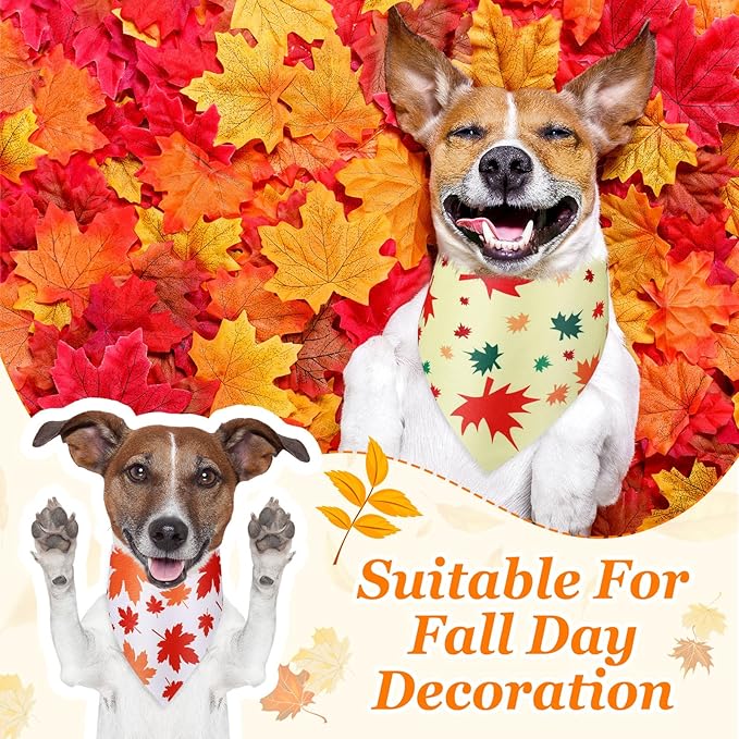 Abbylike 50 Pcs Fall Dog Bandana Bulk Maple Leaves Bandana for Dogs Triangle Kerchief Bibs Scarf for Small Medium Large Pet Autumn Thanksgiving Costume Accessories, 25 Styles (31.5 x 21.7 x 21.7 Inch)