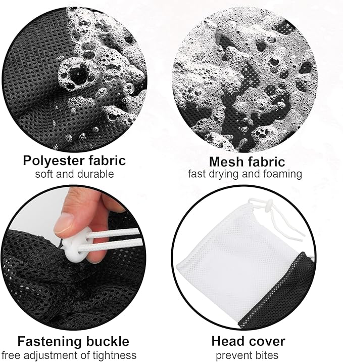 Cat Bathing Bag, Breathable Mesh Cat Shower Bag Anti Scratch Adjustable Cat Grooming Bag for Nail Trimming, Bathing Polyester Soft Cat Washing Bag (White- Black)