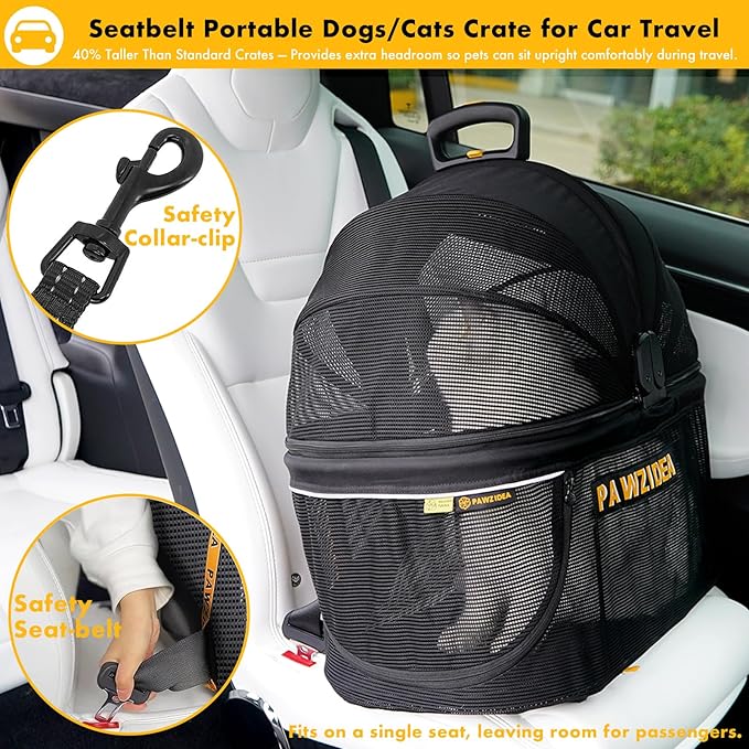 PAWZIDEA Pet Stroller 4 in 1, Cat Strollers with Detachable Carrier No-Zip Canopy, Portable Dog Crate for Car Seat Travel, Foldable & Lightweight Jogger for Small/Medium Dogs and Cats, Storage Basket