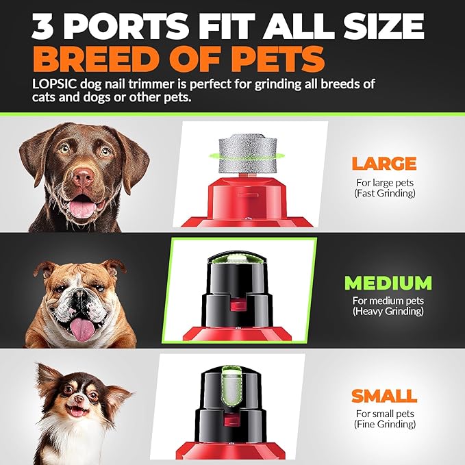 Dog Nail Grinder with 2 LED Lights Powerful 2 Speeds Super Quiet Dog Nail Trimmers with 3 Grinding Wheels Rechargeable Pet Dog Nail Clippers for Large Medium Puppy Dogs Dog Nail File Cat Nail Clipper