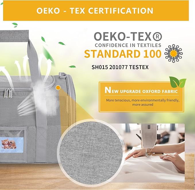 Pet Carrier Soft Side Cat Carrier Collapsible Travel Puppy Carrier Bag TSA Airline Approved Kitten Carrier Bag for 15 lbs Small Pets (Gray)