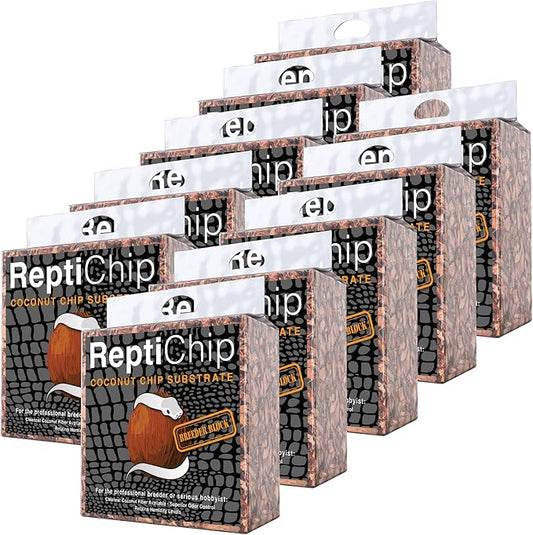 ReptiChip Reptile Substrate Coconut Chip Bedding 72 Quart Compressed Organic Coco Husk Block for Snake Habitat, Ball Python Terrarium, Turtle Tanks, Tortoise Enclosure (10 Pk)
