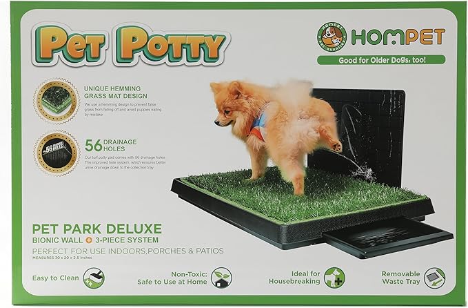 Hompet Dog Grass Pad with Tray Large, Puppy Turf Potty Reusable Training Pads with Pee Baffle, Artificial Grass Patch for Indoor and Outdoor Use, Ideal for Small and Medium Dogs (30"×20")
