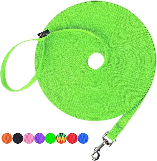 Hi Kiss Dog/Puppy Obedience Recall Training Agility Lead - 15ft 20ft 30ft 50ft 100ft Training Leash - Great for Training, Play, Camping, or Backyard (50 Feet, Green)