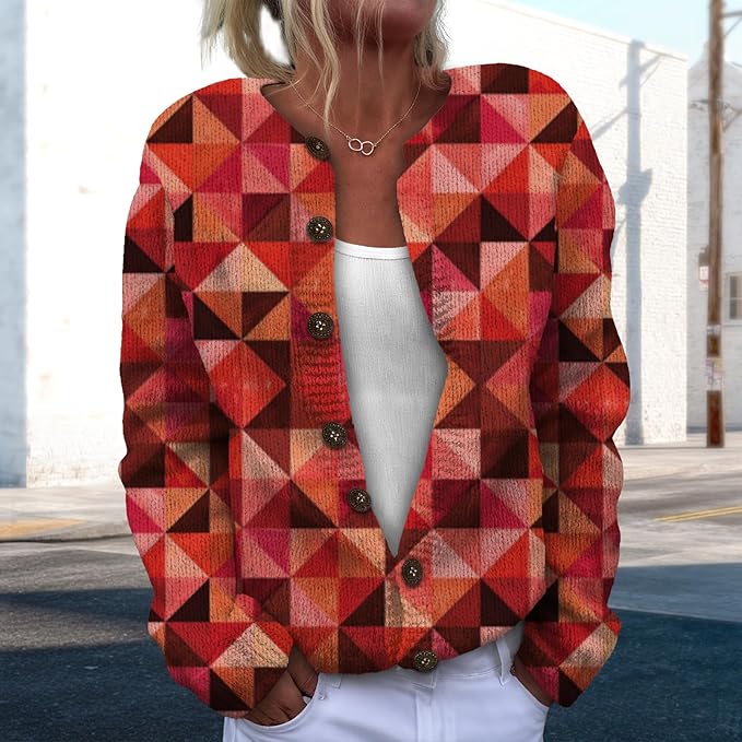 Women Sweaters Cardigan Fashion Long Sleeve Crewneck Sweaters Button Chunky Outerwear Fall Winter Casual Wear