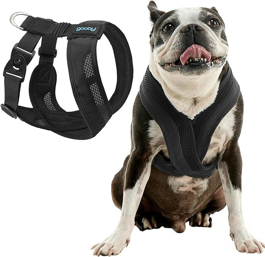 Gooby Comfort X One Dog Harness - Head-in Dog Harness for Small & Medium Sized Dogs - Escape-Free & Choke Free - Breathable Mesh, Shock Absorbing, Easy Snap & Swivel Buckles - Black, Small