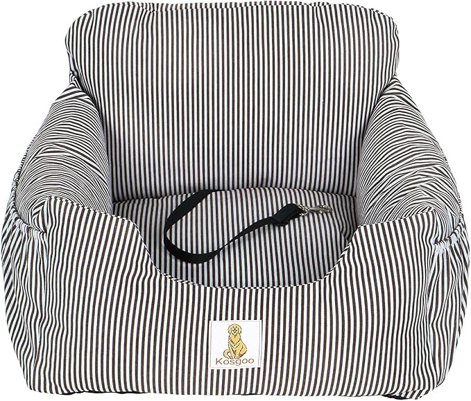 Dog Car Seat for Small Dogs,Fully Detachable and Washable Puppy Dog Booster Seats with Storage Pockets and Clip-On Safety Leash,Non-Slip Base Dog Bed Dual-use for Car and Home (Brown)