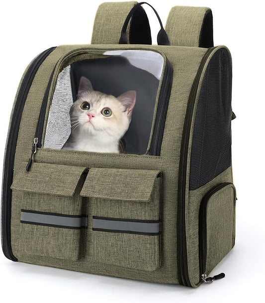 Cat Backpack Carrier Small Dogs Backpack Carrier,Large Space Breathable Cat Bubble Backpack,Shaded Puppy Backpack Carrier,Ventilated for Travel, Hiking,Cycling,Shopping,and Vet