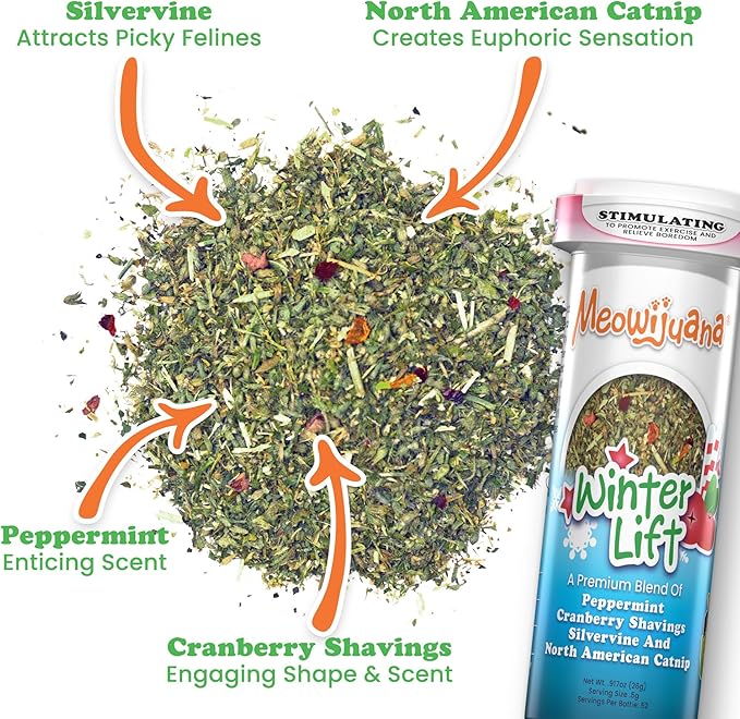 Meowijuana | Get Twisted Bundle | Get Twisted Stocking and Winter Lift | Promotes Play and Cat Health | Includes Organic Catnip | Feline and Cat Lover Approved