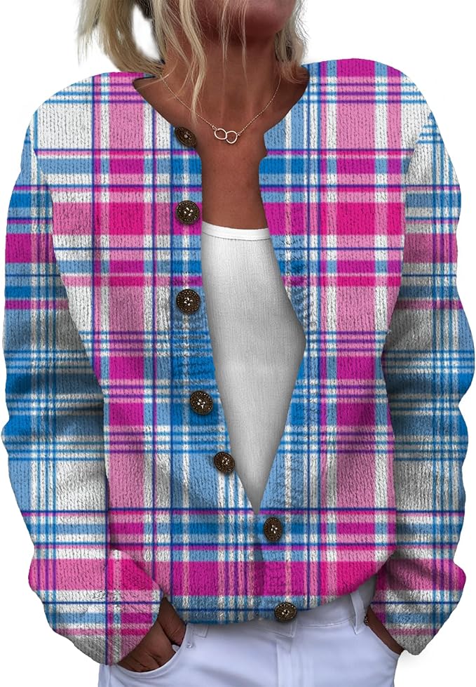 Women Sweaters Cardigan Fashion Long Sleeve Crewneck Sweaters Button Chunky Outerwear Fall Winter Casual Wear