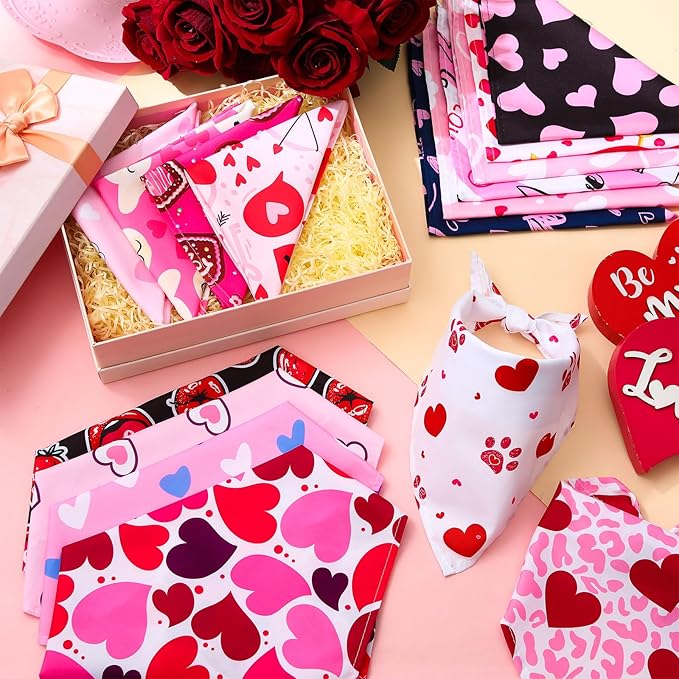 Amylove 120 Pcs Halloween Dog Bandanas Bulk Holiday Triangle Dog Pack Puppy Kerchief Bandana Adjustable Pet Scarf for Pet Cat Costume Accessories Decor(Love)