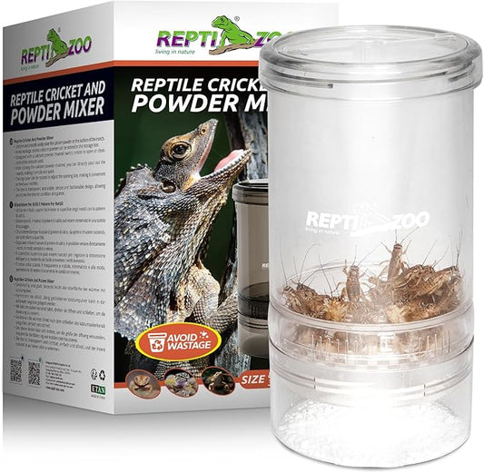 REPTI ZOO Reptile Cricket Calcium Powder Mixer, Transparent Cricket Keeper Shaker for Bearded Dragon Gecko Snake Lizard Chameleon, Dispenser Feeder for Reptile & Amphibians(Clear)