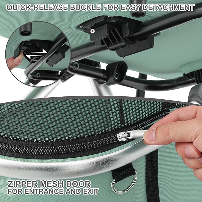 MoNiBloom Pet Stroller for Small/Medium Dogs w/Detachable Carrier & Lightweight Aluminum Frame, Folding Jogging Travel Stroller, Mint Green