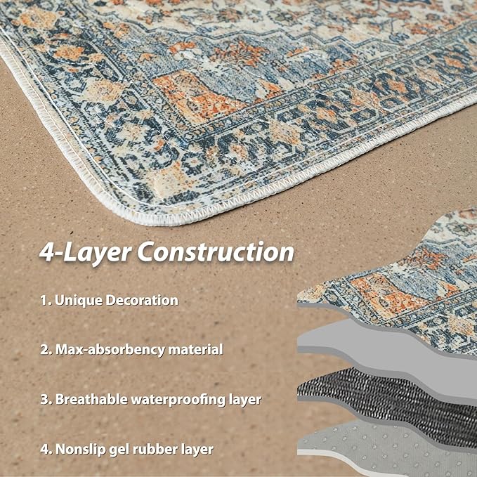 nunubaby Washable Pee Pads for Dogs, Stylish, Non-Slip and Leak-Proof Pee Pads. Reusable Potty Pads for Dogs for Crates and Floors.(Beige/Multi, 48" x48" )