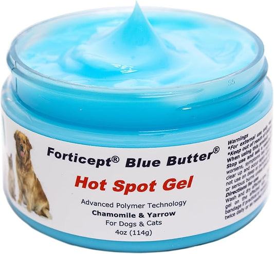 Forticept Blue Butter – Hot Spot Treatment for Dogs | Dog Wound Care | Skin Yeast Infections, Ringworm, Cuts, Rashes, First Aid Veterinary Strength Topical Ointment 4oz
