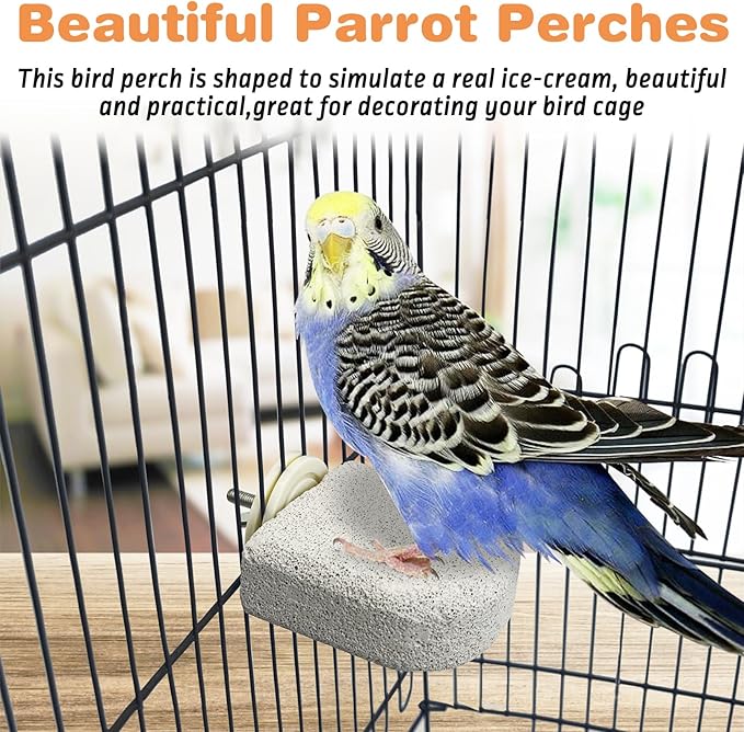PINVNBY 6 PCS Bird Perch Bird Beak Grinding Stone Calcium Mineral Parrot Perch Foot Claws Trimmer Chew Toy Cage Accessories for Small Medium Budgie Cockatiel Conure Lovebird Finch