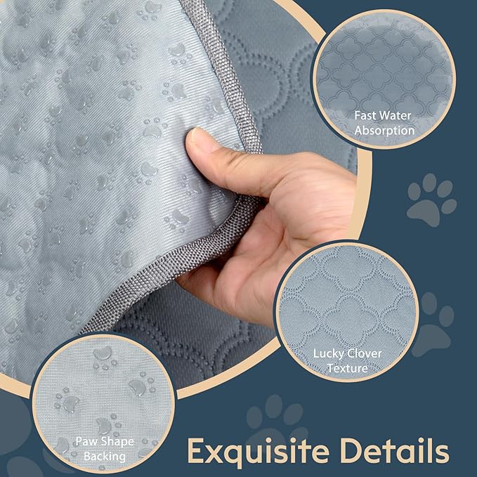 Washable Guinea Pig Cage Liner - 4 Pack Reusable Washable Pee Pads，Waterproof Guinea Pig Bedding for Small Animal - Rabbit Bunny Hamster Puppy (Light Grey, 24" X 47" - 4 Pack)