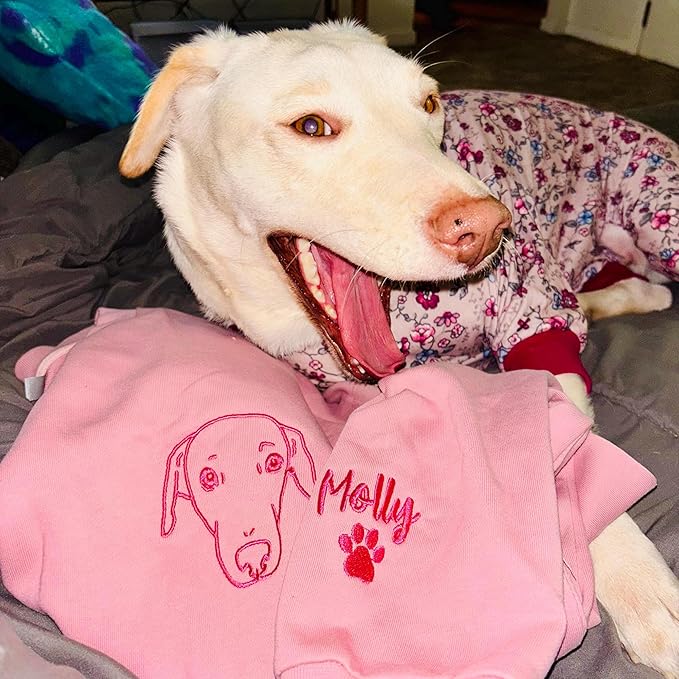 GODMERCH Customized Pet Embroidered Sweatshirt, Custom Dog Face Embroidered Sweatshirt, Dog Mom Sweater