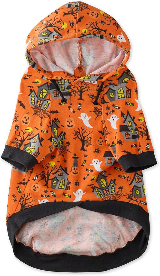 Rocky – The Orginal Lightweight Hooded TEE 100% Organic Cotton Dog Hoodie Pet Coat Sweater for Small, Medium, Large Dogs, Spooky, X-Large