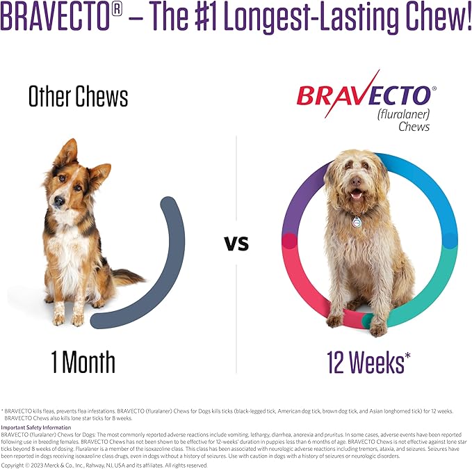 BRAVECTO Chew for Dogs, Flea & Tick, 1 Chew, 12 Week Supply, 4.4-9.9 lbs., Yellow Box