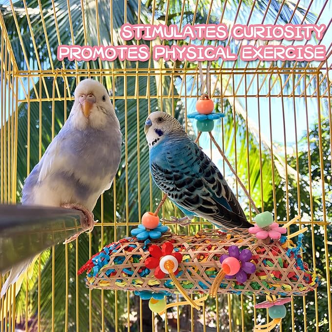 RLRICH 6 Pack Bird Colorful Chewing Toys Parrot Foraging Shredder Toys Shred Hanging Foraging Toys,Comfy Perch Parakeet Toys for Rope Bungee Bird Toy