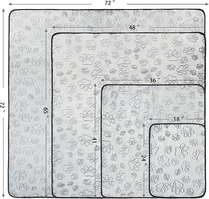 Qeils Reusable Puppy Pads, Washable Pee Pads for Dogs, Waterproof Non Slip Wee Wee pad, Absorbent and Leakproof Training Mats for Potty, Crate, Playpen, Bed, Sofa, 72"x 72"