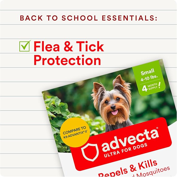 Ultra Flea and Tick Prevention for Dogs - Dog and Puppy Treatment and Control - Mosquito Repellent - Small, Fast Acting Waterproof Topical Drops, 6 Month Supply